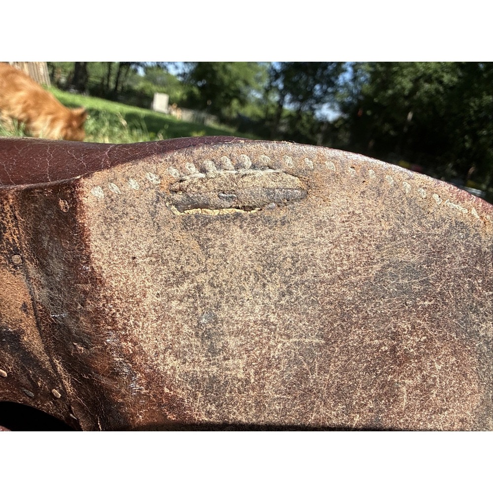 Vtg Brown Leather Western Cowboy Boots Sz 8.5 D Snip Toe Made In USA - Picture 7 of 10